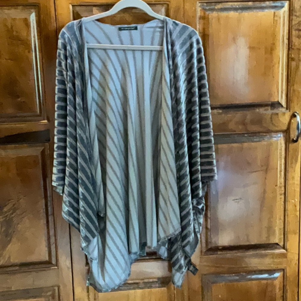 Do everything in love Taupe & Ivory Striped Open Kimono